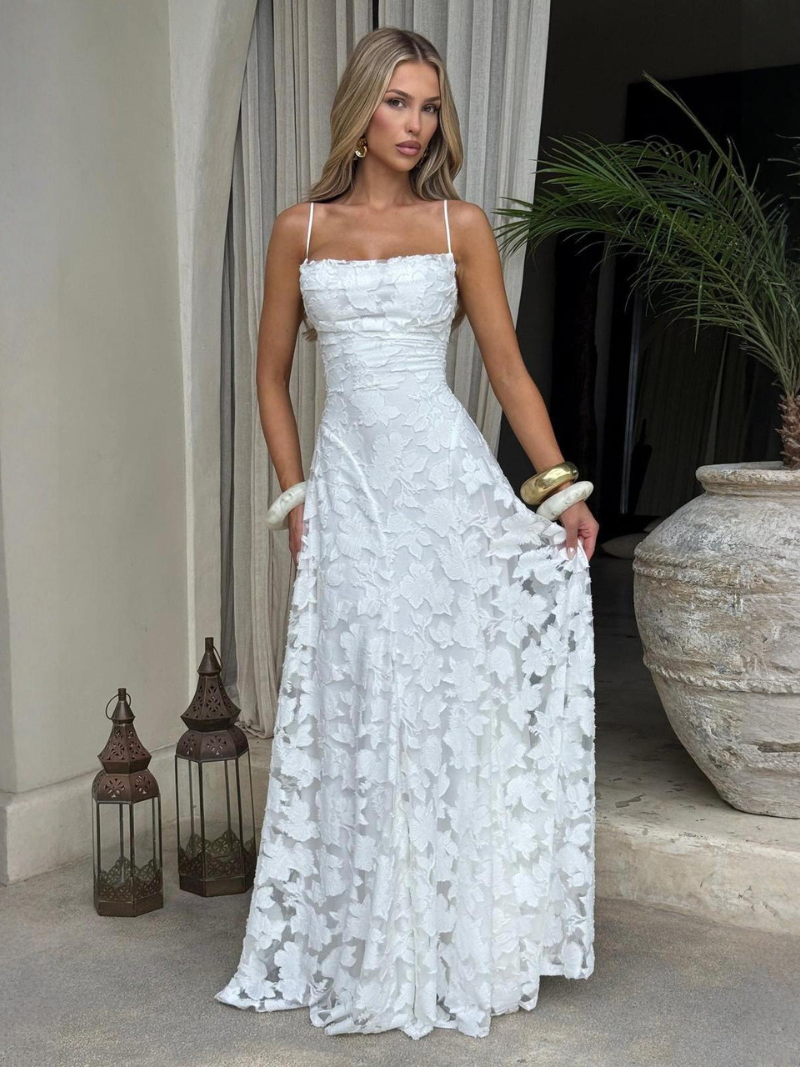 Robe Dos Nu d'Été Femme en Chiffon