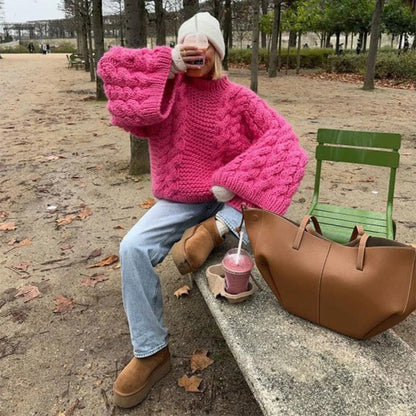 Pull femme vintage – Confort et style intemporel Rose