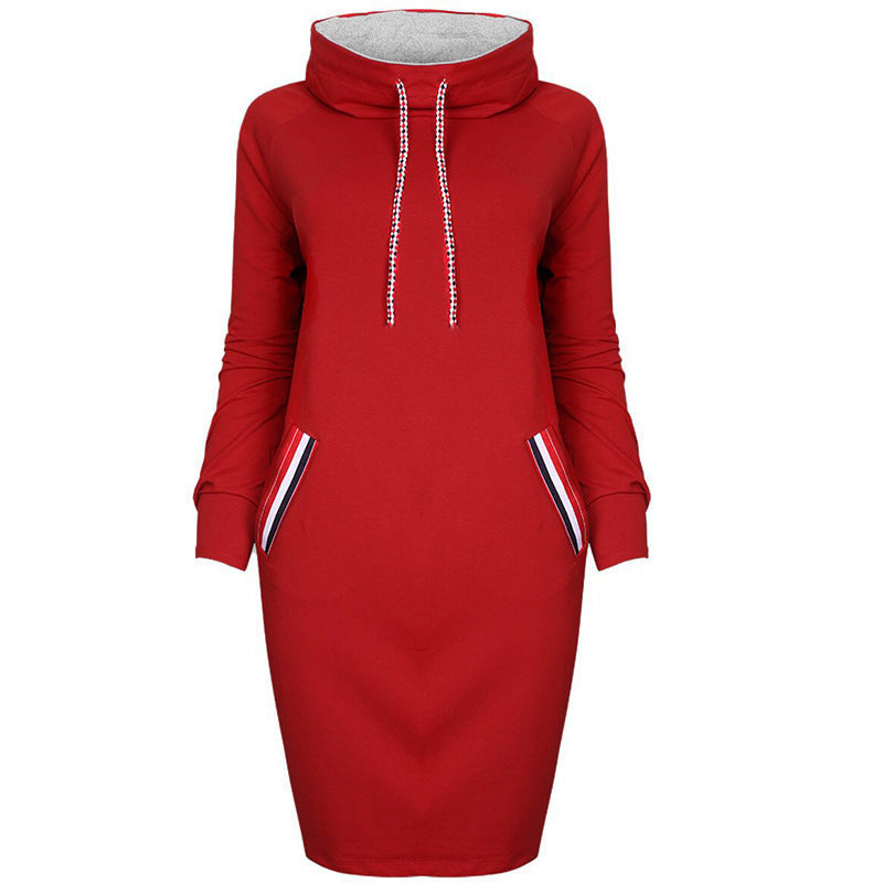 Maïa – Robe Pull Élégante à Col Montant Rouge