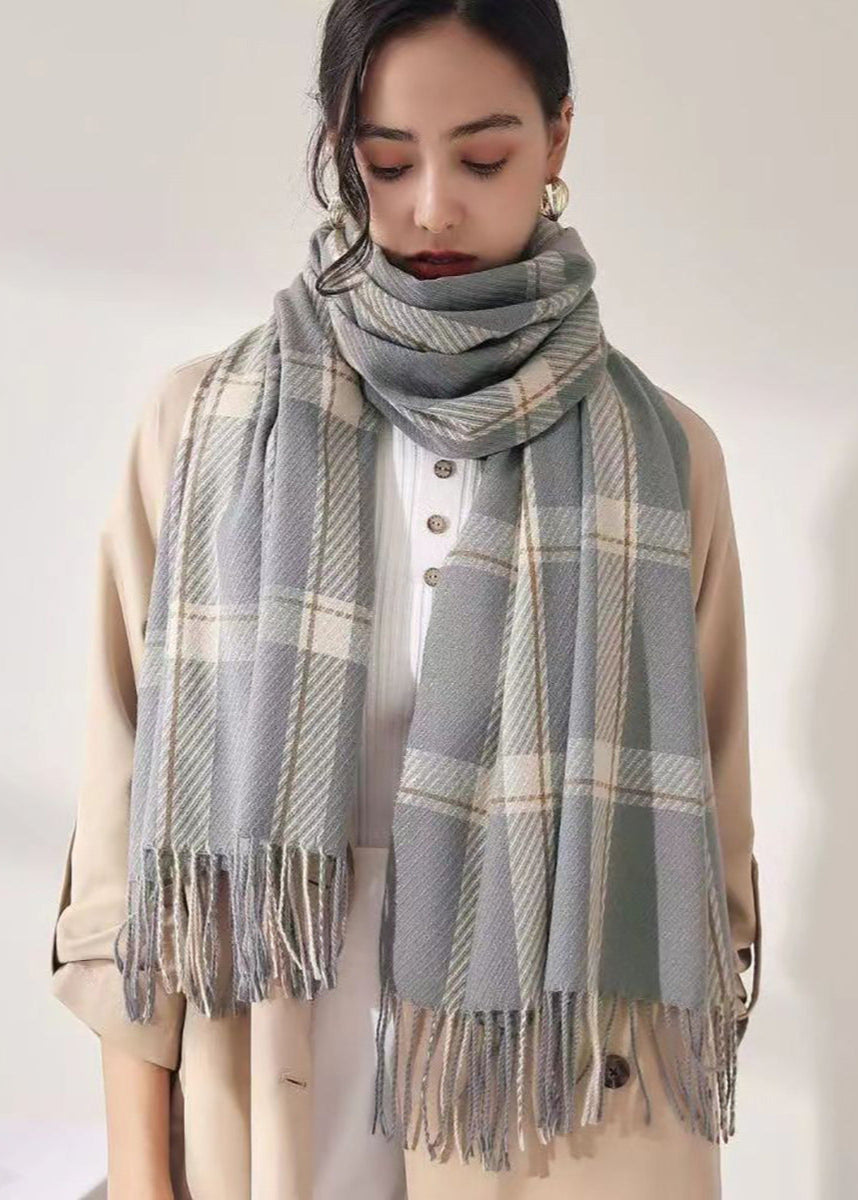 Écharpe plaid chaude hiver femme Gris Taille unique