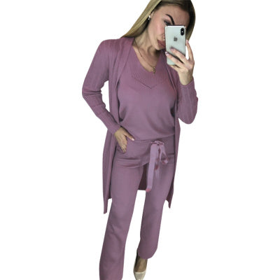 Ensemble Tricot Femme 3 Pièces – Élégance Décontractée pour les Journées Fraîches