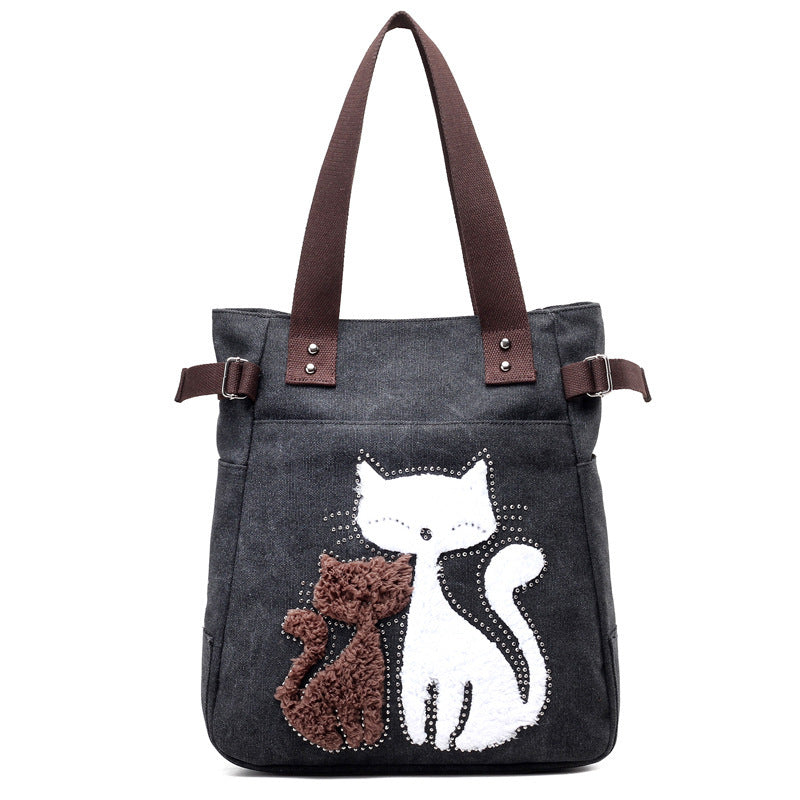 Sac en Toile avec Chat Mignon Appliqué