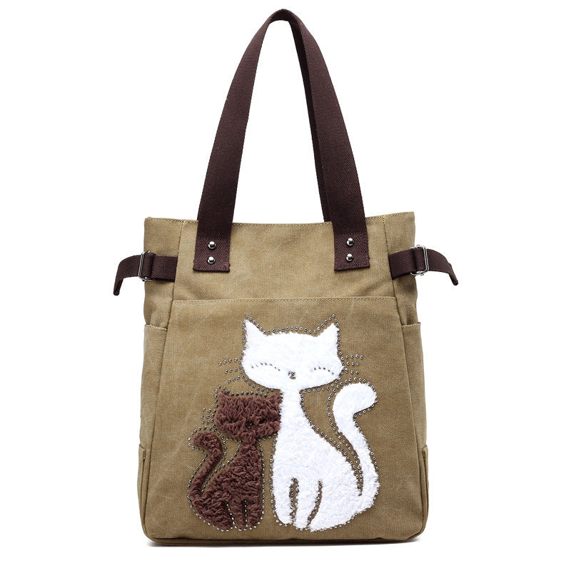 Sac en Toile avec Chat Mignon Appliqué