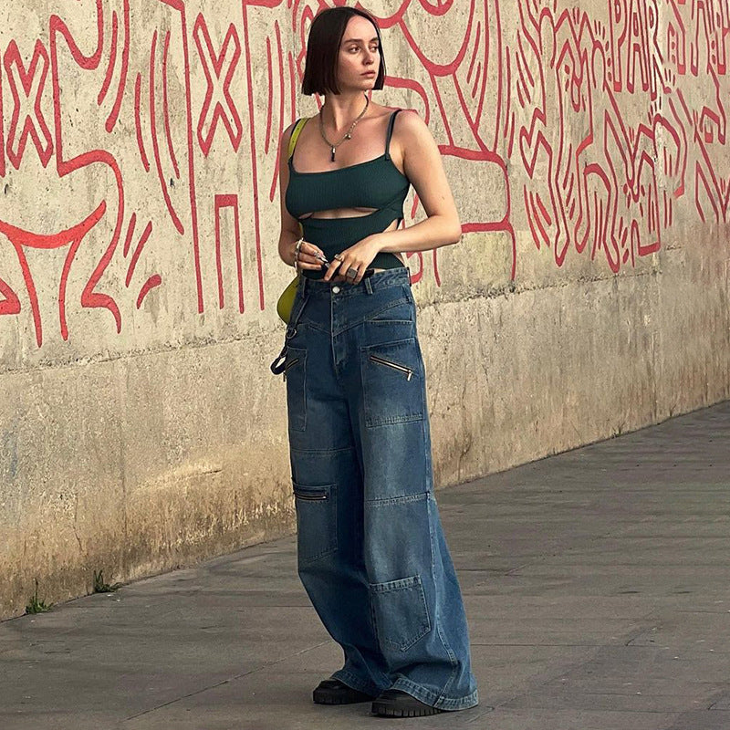 Jean Cargo Zippé Femme
