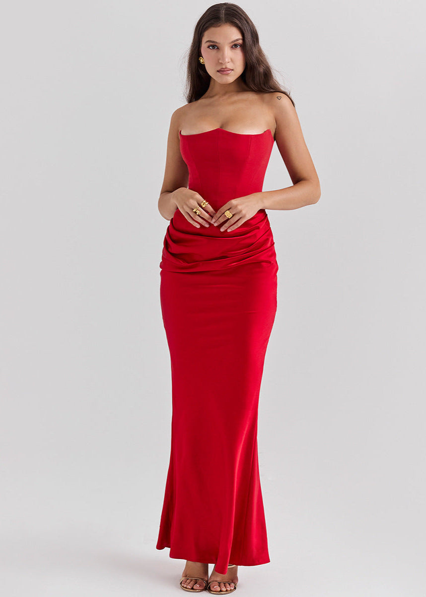 Robe longue bustier sexy élégante soirée Red