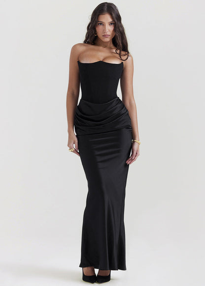 Robe longue bustier sexy élégante soirée Black