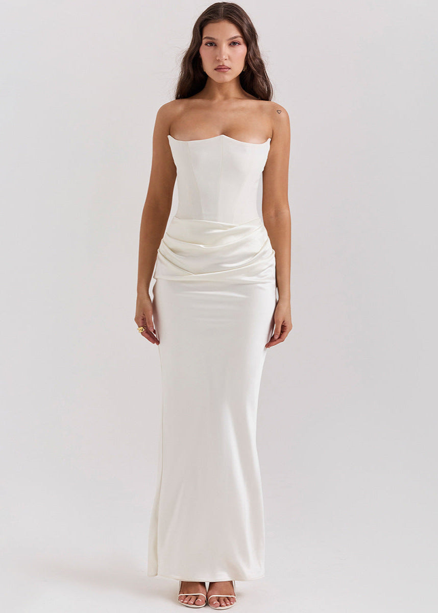 Robe longue bustier sexy élégante soirée Ivory White