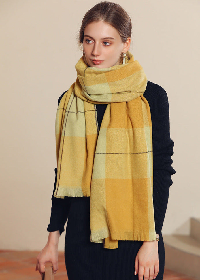 Écharpe épaisse femme imitation cachemire Jaune clair Taille unique