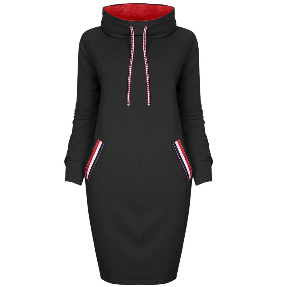 Maïa – Robe Pull Élégante à Col Montant Noir