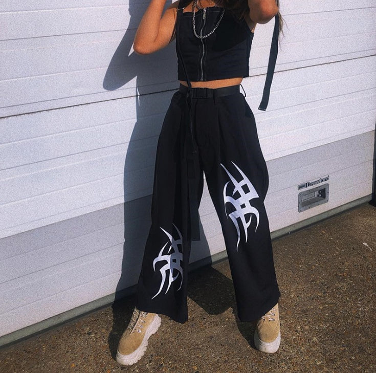 Pntalons Slim à Jambe Large Asymétriques – Style Unique et Confortable Noir