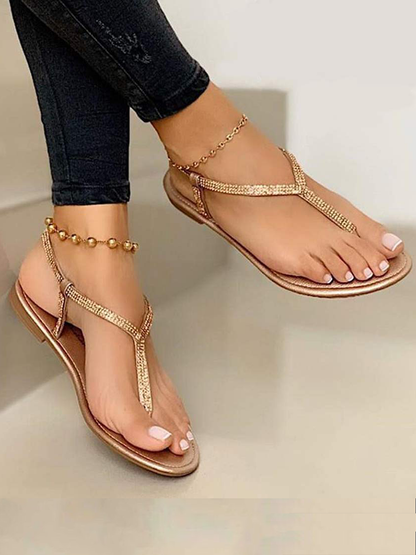 Tongs féminines chic décorées de strass