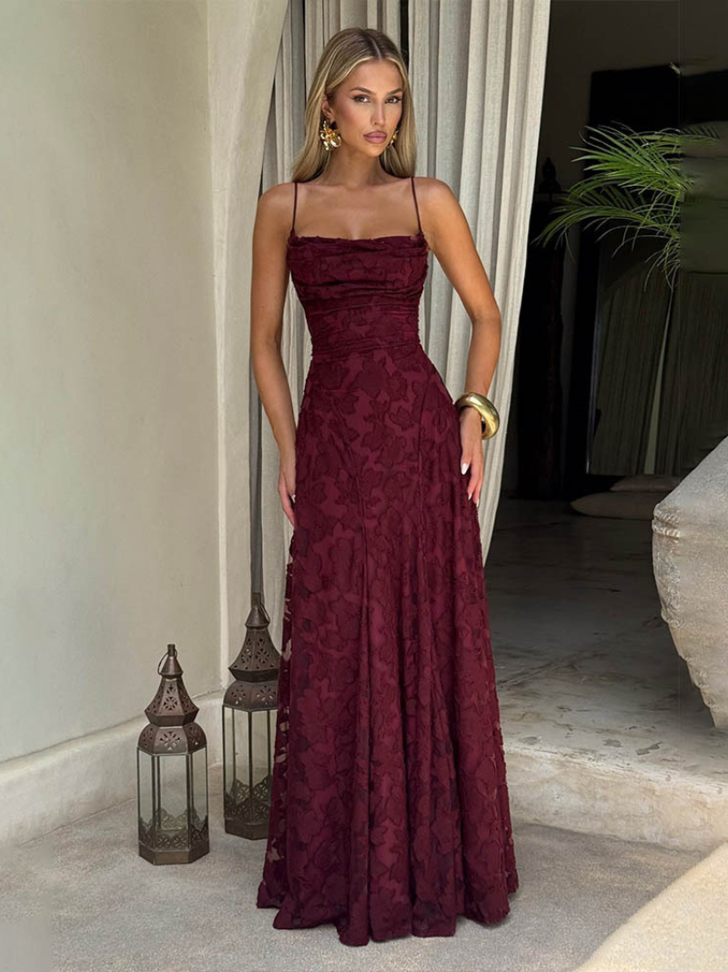 Robe Dos Nu d'Été Femme en Chiffon