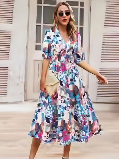 Emma Robe Bohème d'Été Col V Femme
