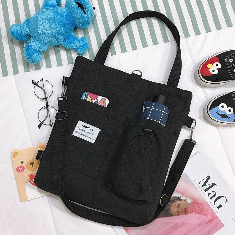 Sac Bandoulière Toile Style Coréen Harajuku Black