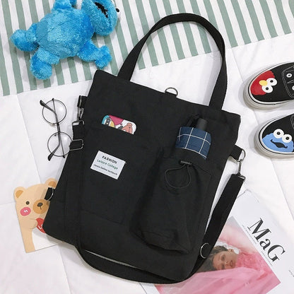 Sac Bandoulière Toile Style Coréen Harajuku Black