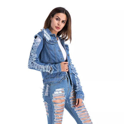 Veste Jean Effet Usé Grande Taille