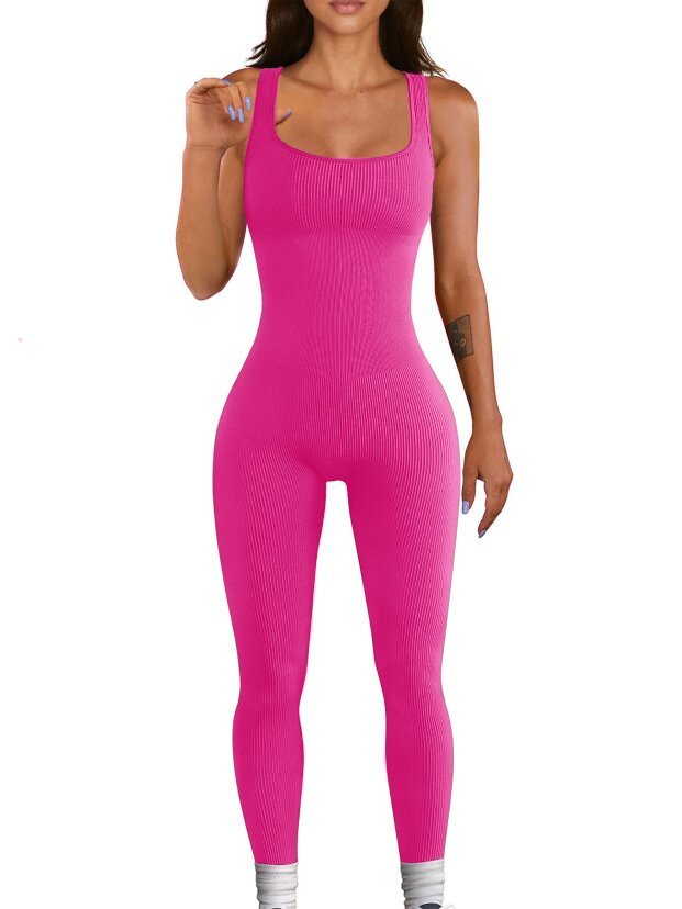 Tenue Tout-en-Un Décontractée à Bretelles Rose Rouge