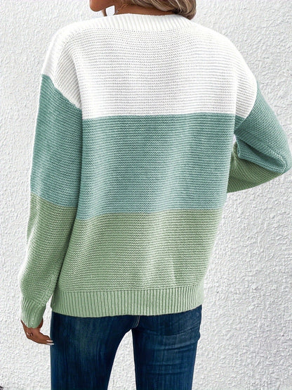 Pull Tricoté à Col Rond avec Détails en Tricot pour Femme