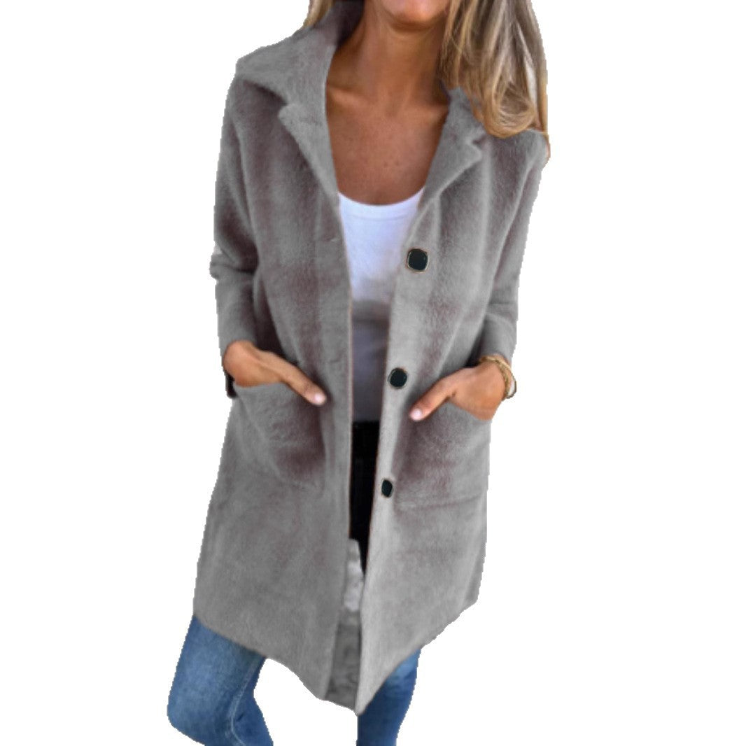 Manteau mi-long à col polo boutonné