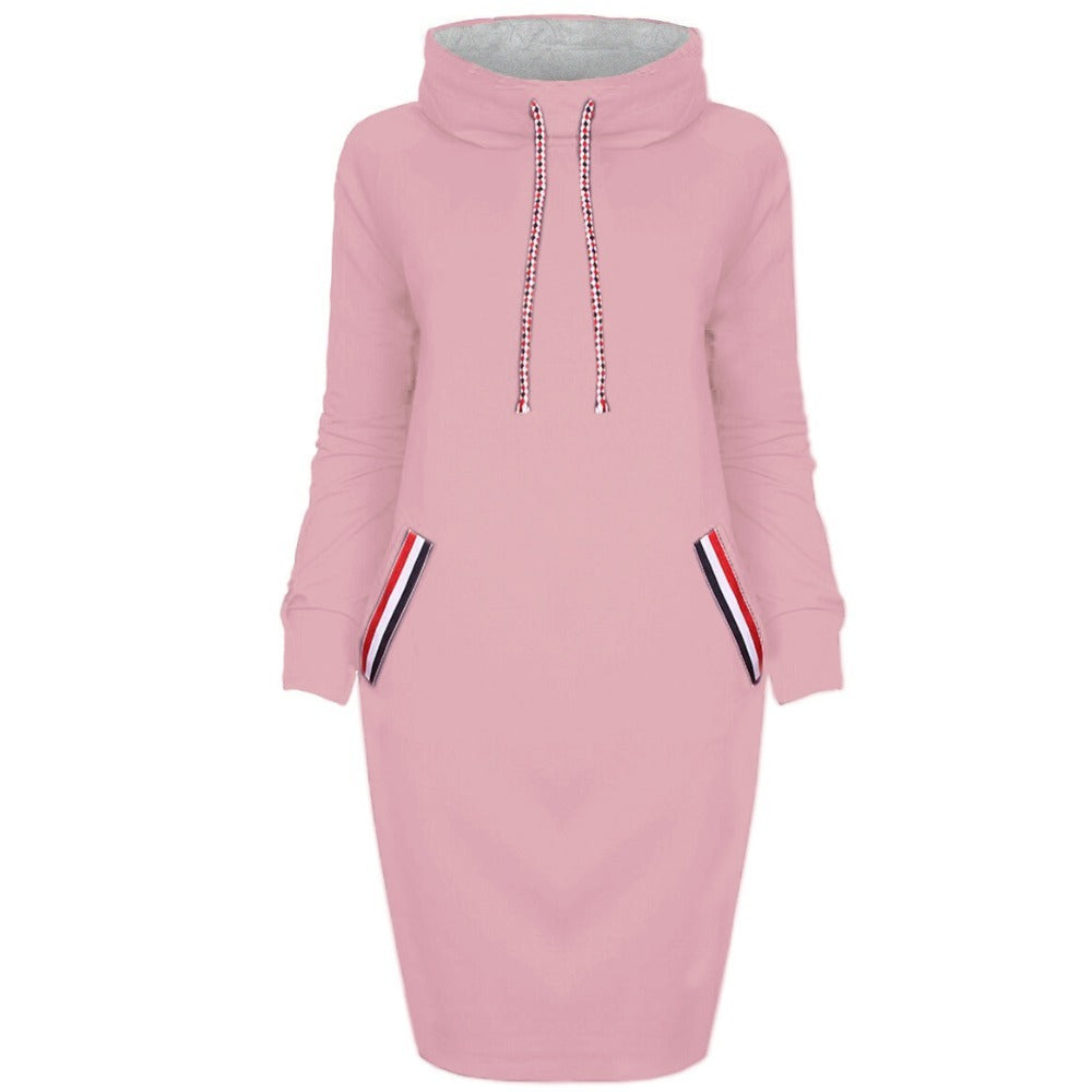 Maïa – Robe Pull Élégante à Col Montant Rose