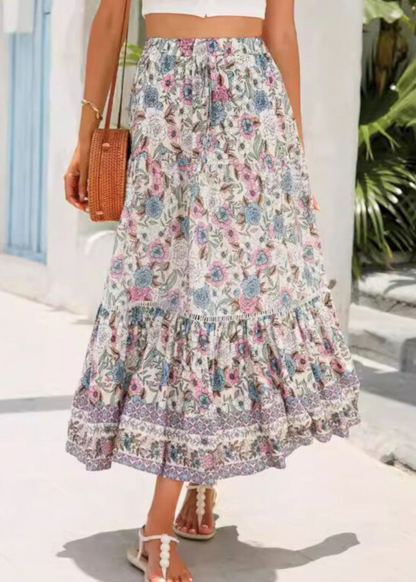 Jupe Longue Bohème en Viscose Abricot