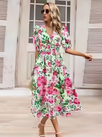 Emma Robe Bohème d'Été Col V Femme