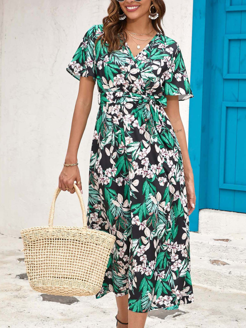 Sophie - Robe Midi Fleurie d'Été