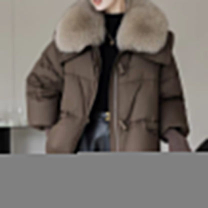 Veste courte matelassée col fourrure hiver