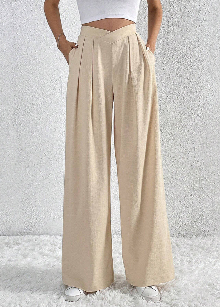 Pantalon large plissé femme été Abricot