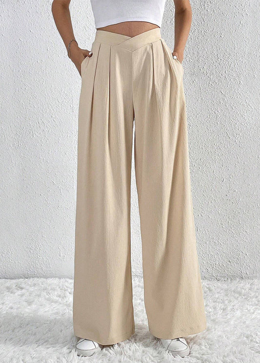 Pantalon large plissé femme été Abricot