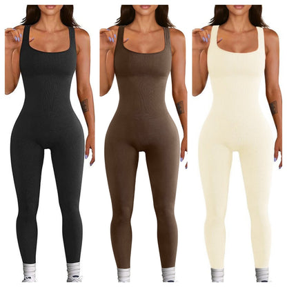Tenue Tout-en-Un Décontractée à Bretelles Noir Beige Cofe 2XL