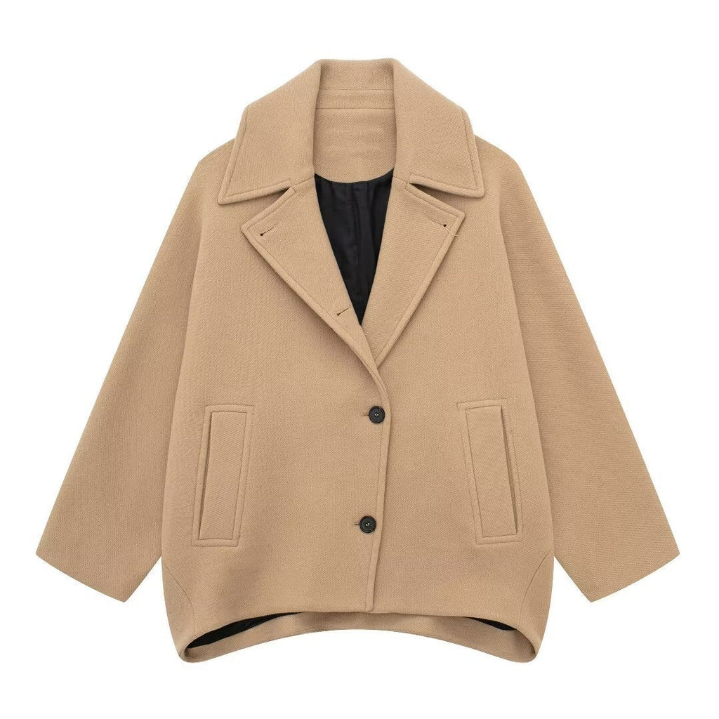 Manteau Court en Laine Mélangée – Charme Automnal