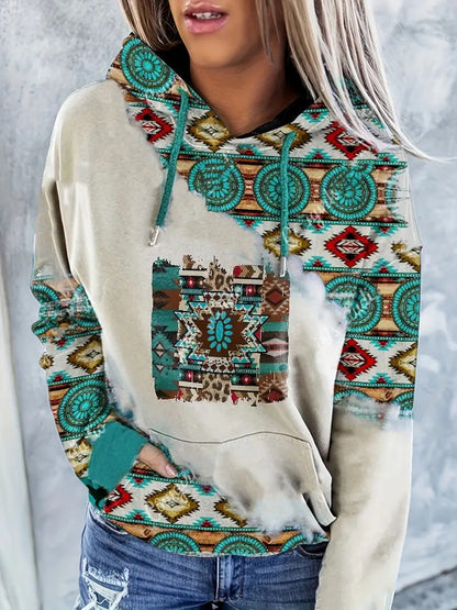 Hoodie Élisa Style Ethnique Bleu Clair