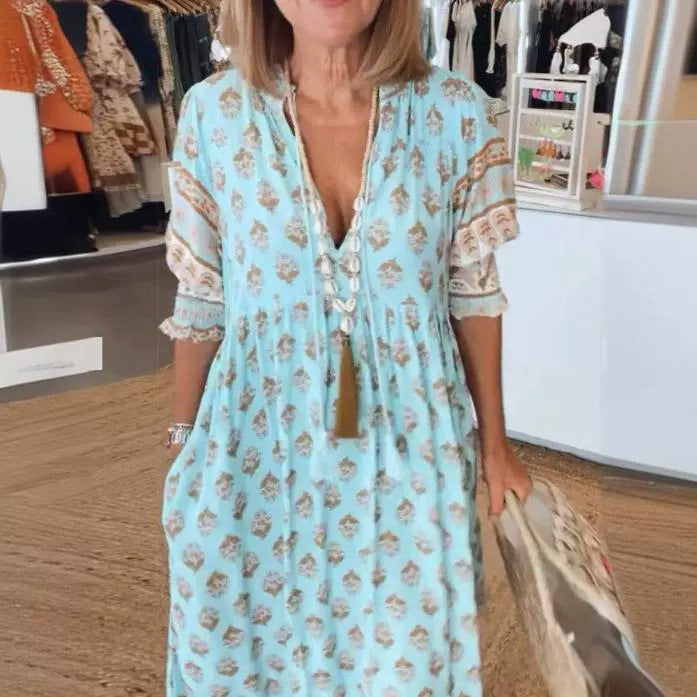 Robe Bohème à Manches Lanternes et Volants