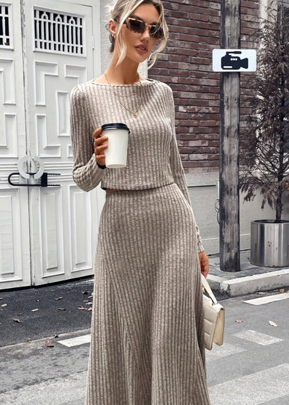 Ensemble tricot femme manches longues ajusté