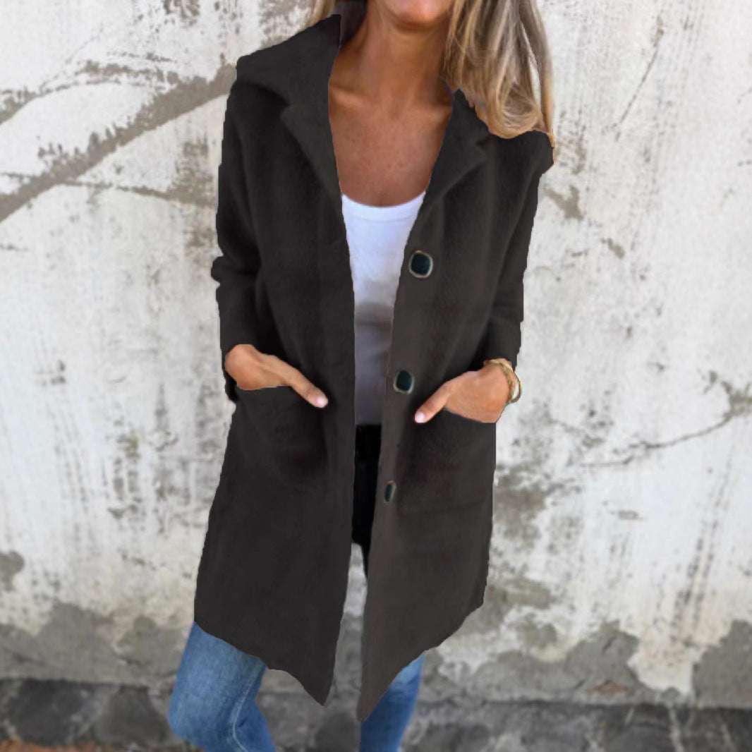 Manteau mi-long à col polo boutonné