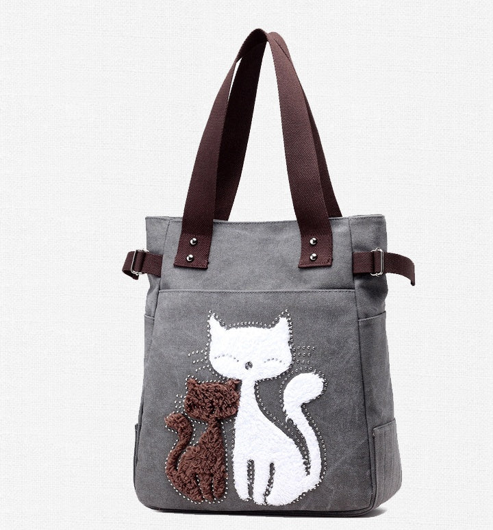 Sac en Toile avec Chat Mignon Appliqué