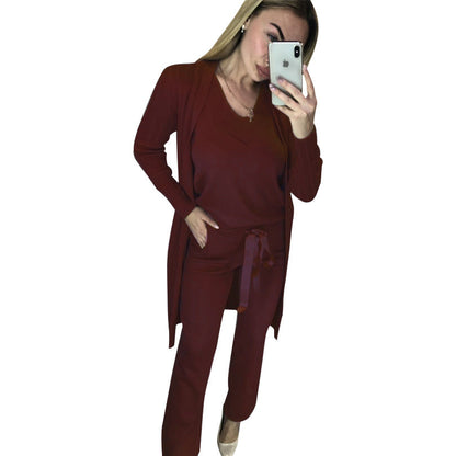 Ensemble Tricot Femme 3 Pièces – Élégance Décontractée pour les Journées Fraîches