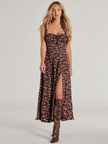Robe Dos Nu Fendue Fleurie