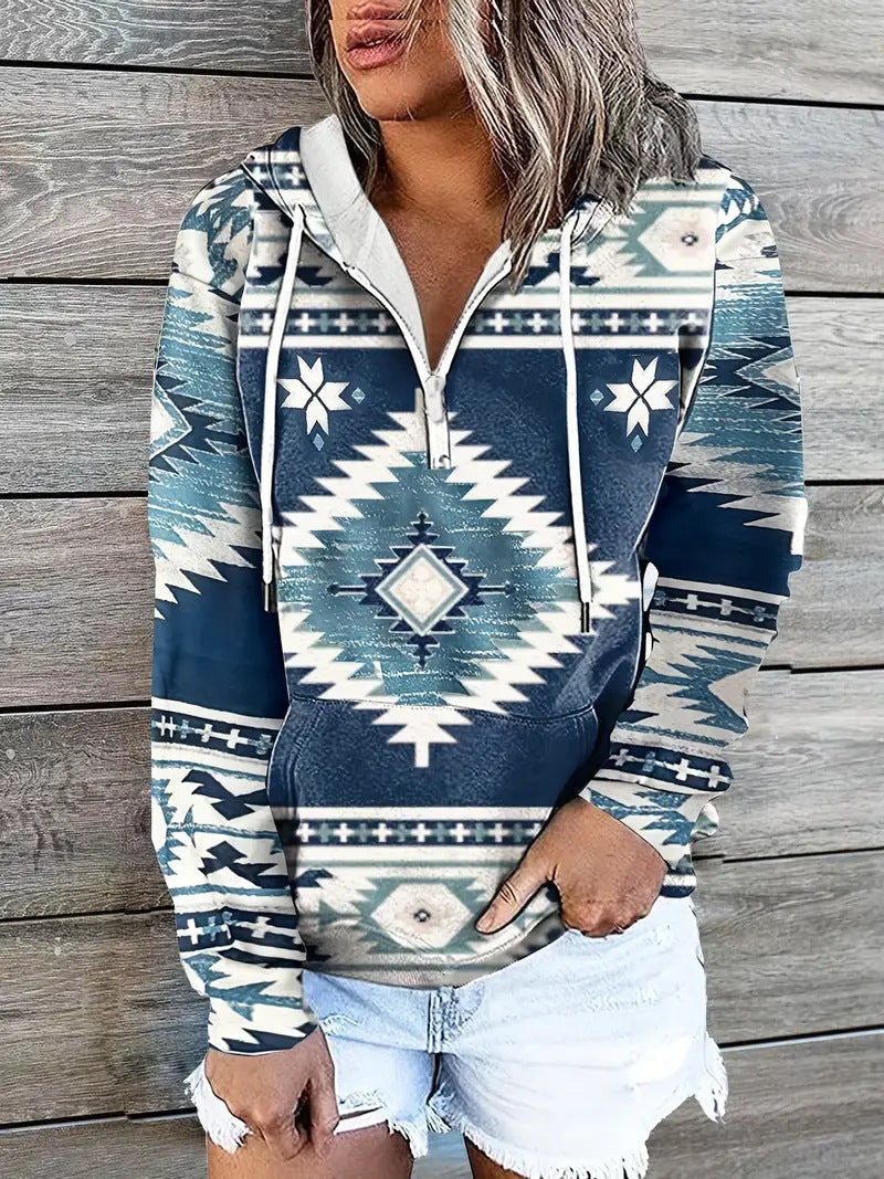 Hoodie Élisa Style Ethnique Bleu foncé