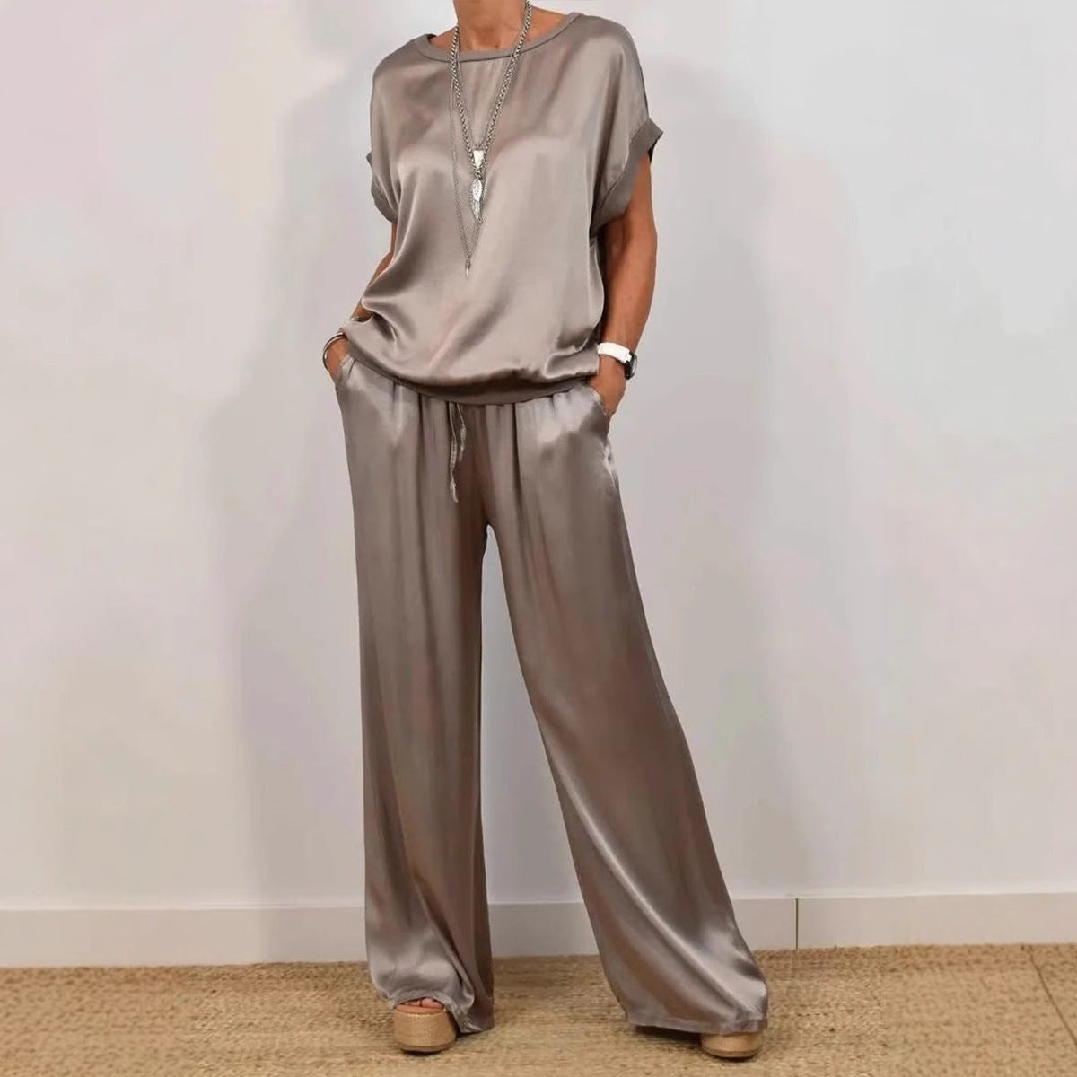 Ensemble Décontracté Élégant Chemise & Pantalon Large
