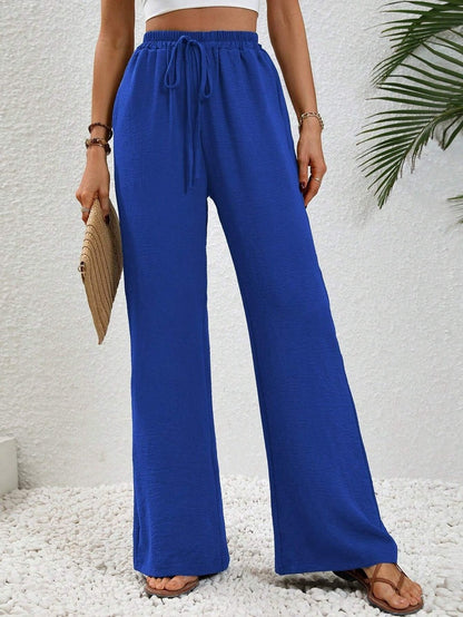 Pantalon Large Décontracté avec Cordon et Poches