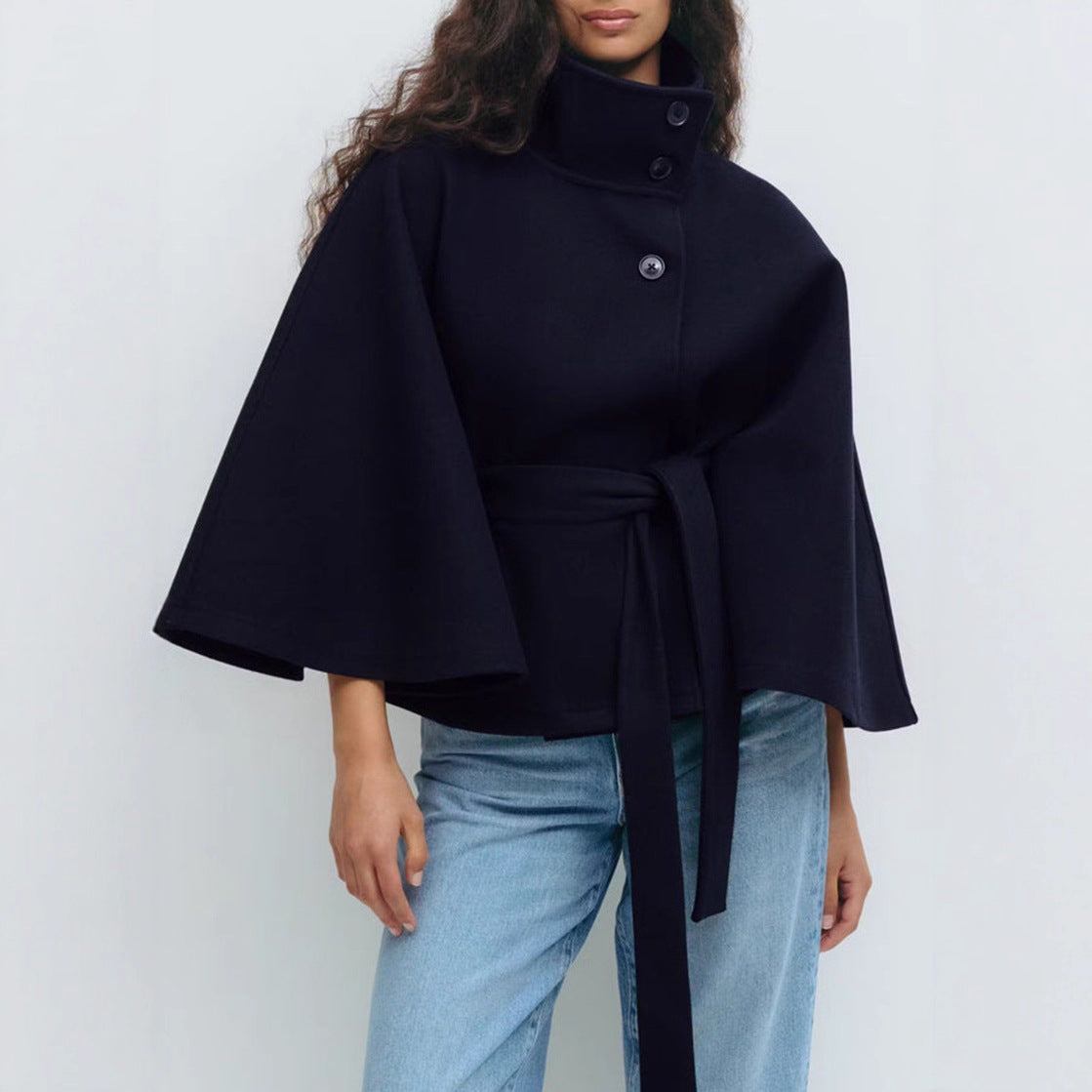 Veste cape ceinturée