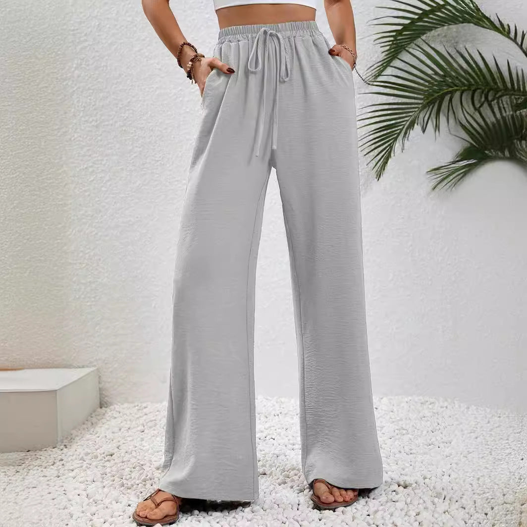 Pantalon Large Décontracté avec Cordon et Poches