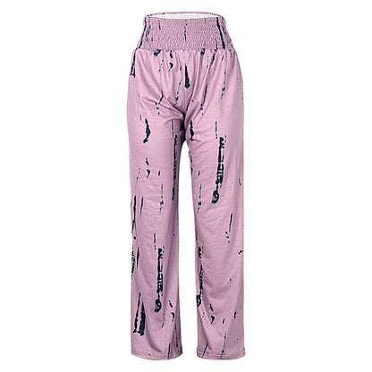Pantalon Large Taille Haute à Imprimé Élégant