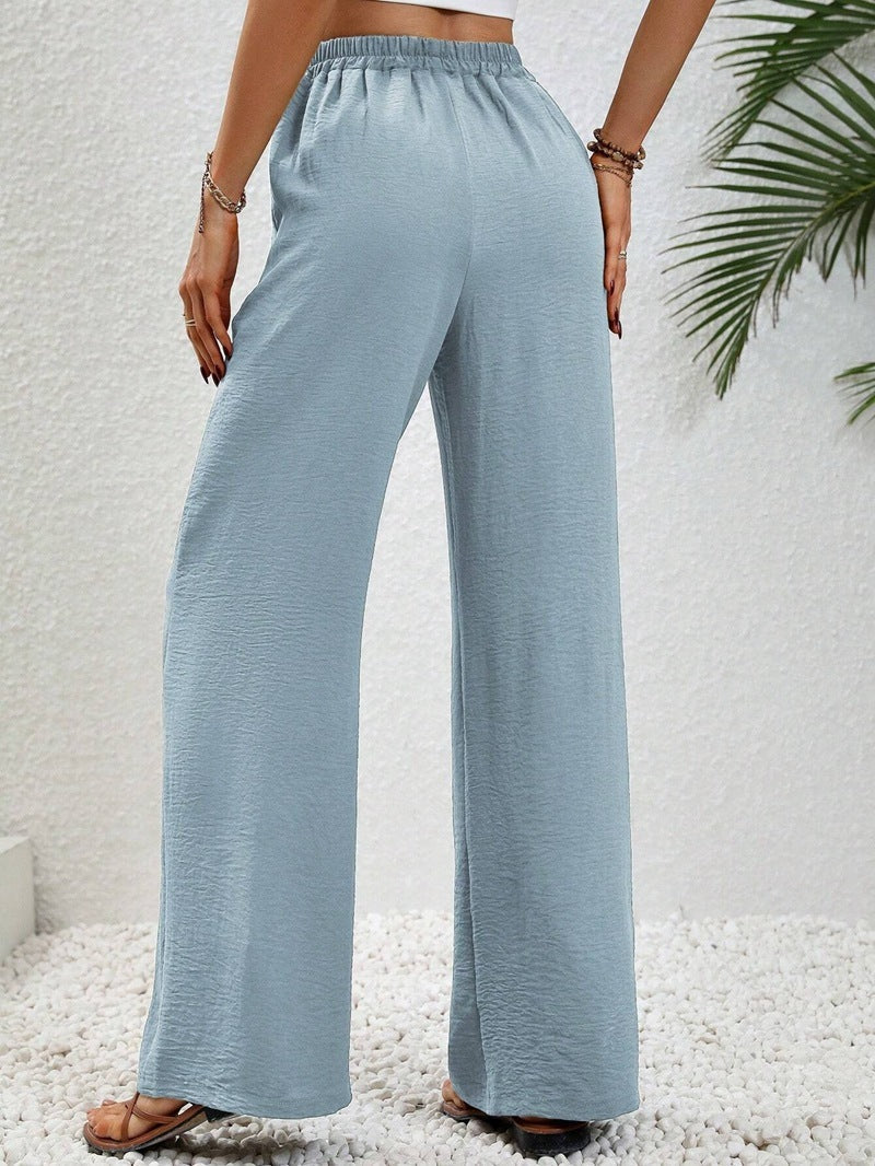Pantalon Large Décontracté avec Cordon et Poches