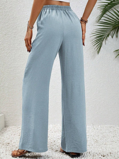 Pantalon Large Décontracté avec Cordon et Poches