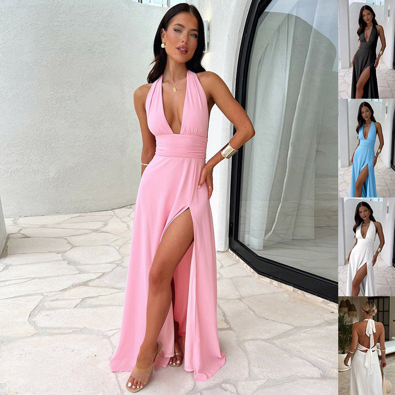 Robe d’Été Dos Nu à Fente - Élégance et Séduction