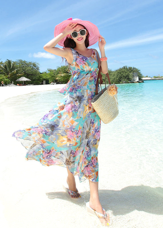 Robe midi fluide à imprimé floral en chiffon