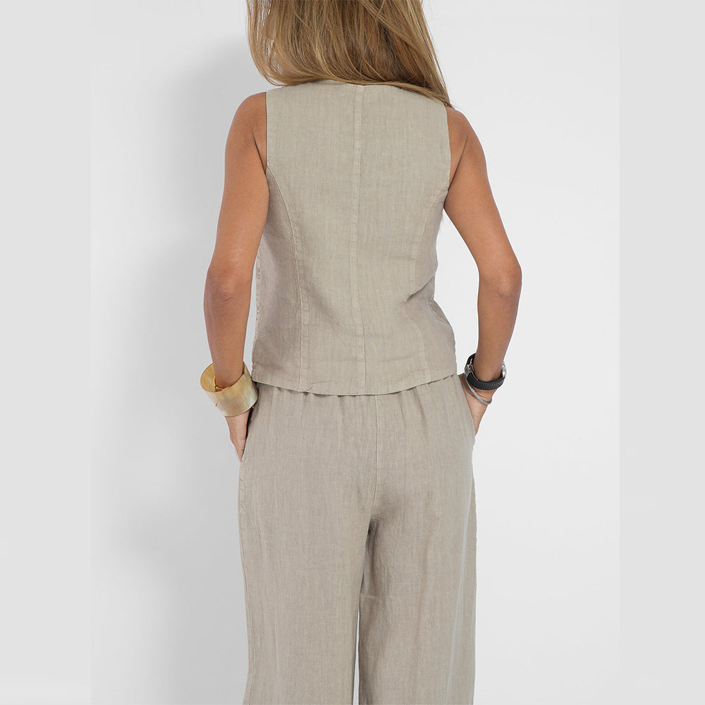 Ensemble Veste d'Été - Top Sans Manches et Pantalon Droit